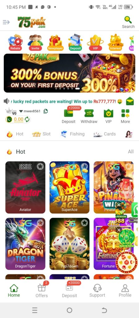 75 Pak Game 2026 Register Deposit And Win Real Money Online